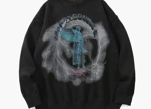 Y2K Black ANGEL RAIN SWEATER