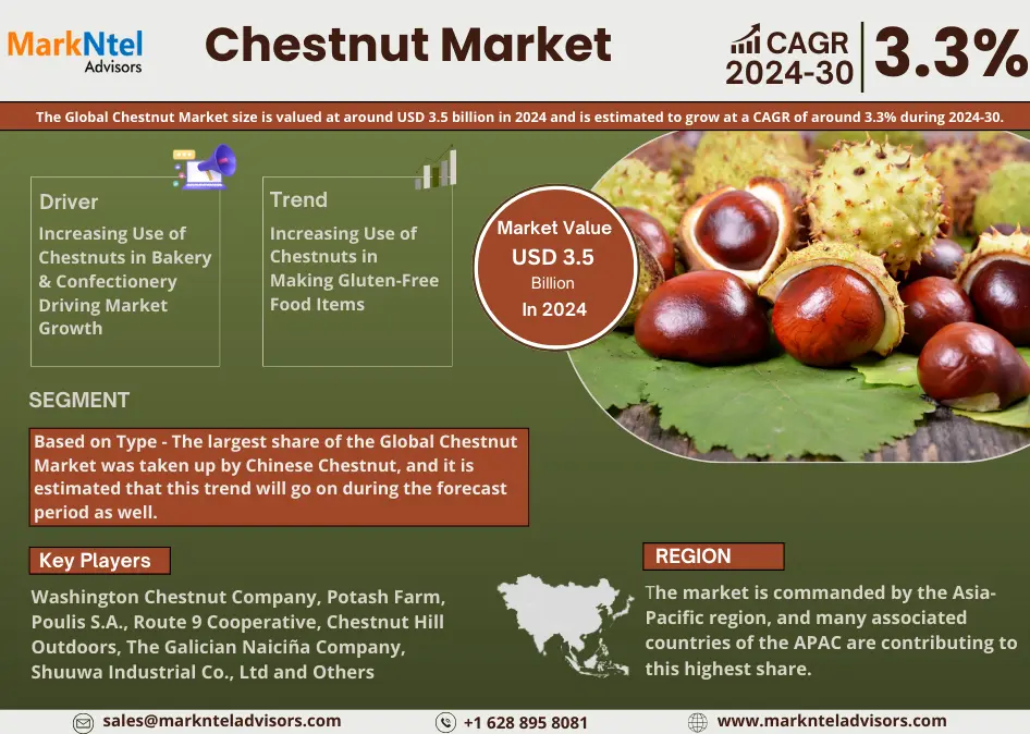 Chestnut Market Analysis 2030 – Unveiling Size, Share, Growth, Trends, and Industry Insights