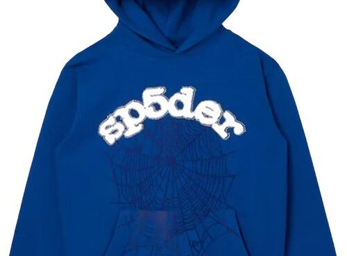 Sp5der-Logo-Print-Blue-Hoodie