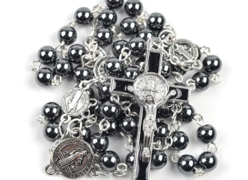 black rosary necklace