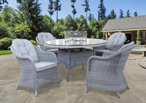 Hampton Casual Round firepit Table + 4 Chairs Set
