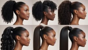 Variety of ponytail textures