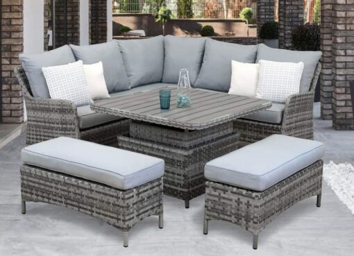 Rattan Ledbury Casual Corner Sofa Set with Lift Table