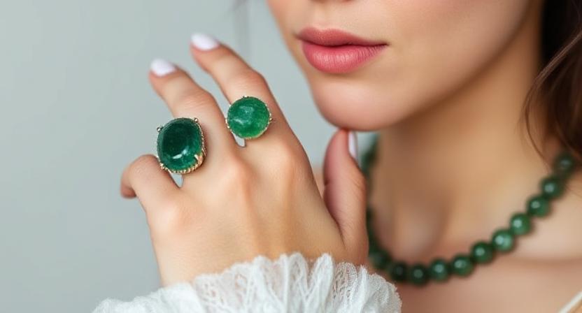 Green kyanite ring and bracelet