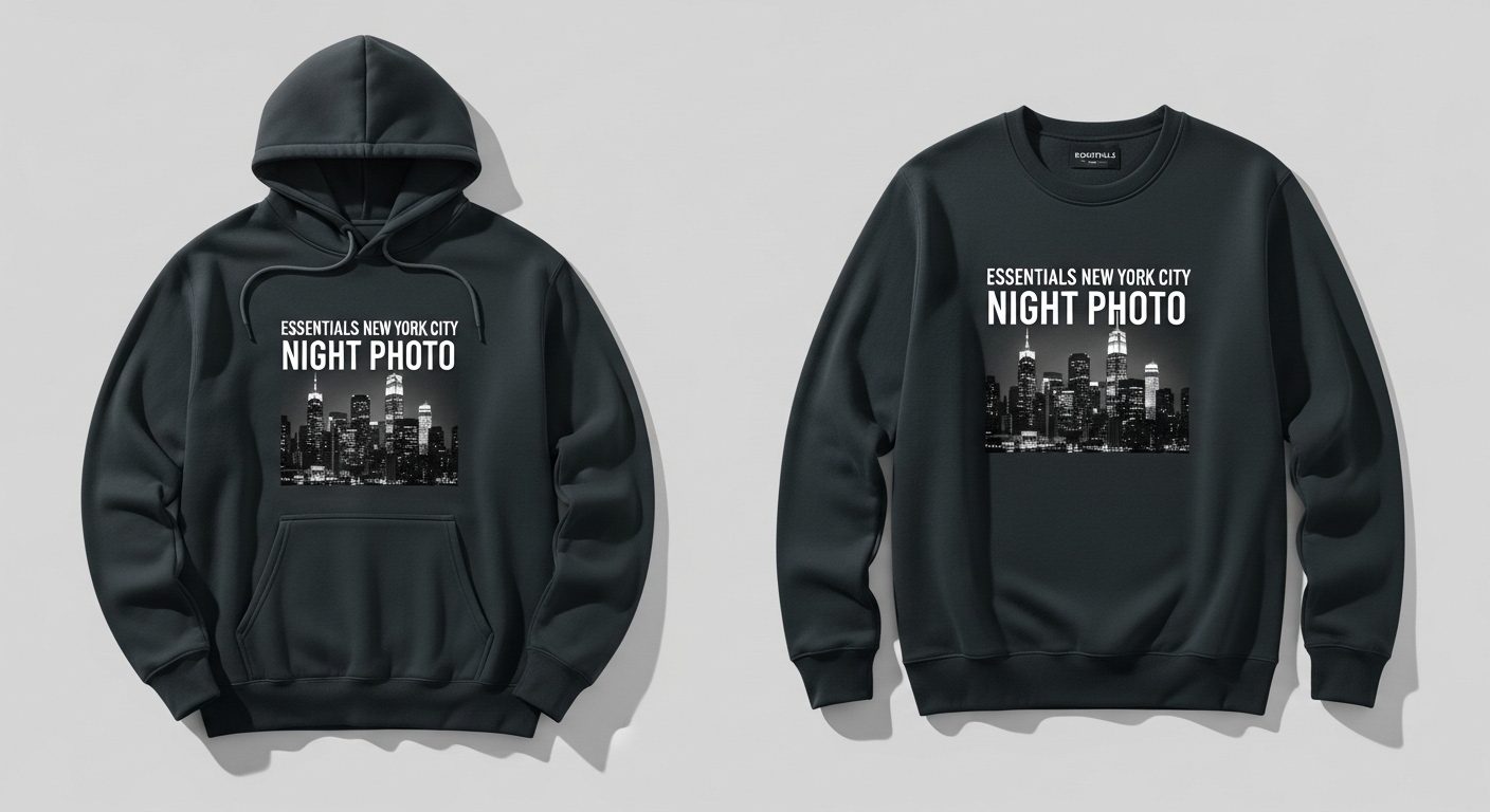 Essentials New York City Night Photo Pullover Hoodie Sweatshirt