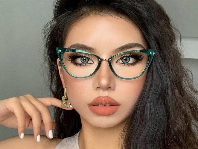 Green Cat Eye Glasses