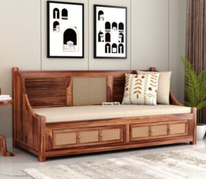diwan bed design from wooden street